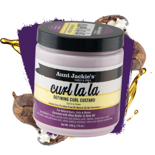 Jar of Aunt Jackie’s Curl La La Cream Gel styling product