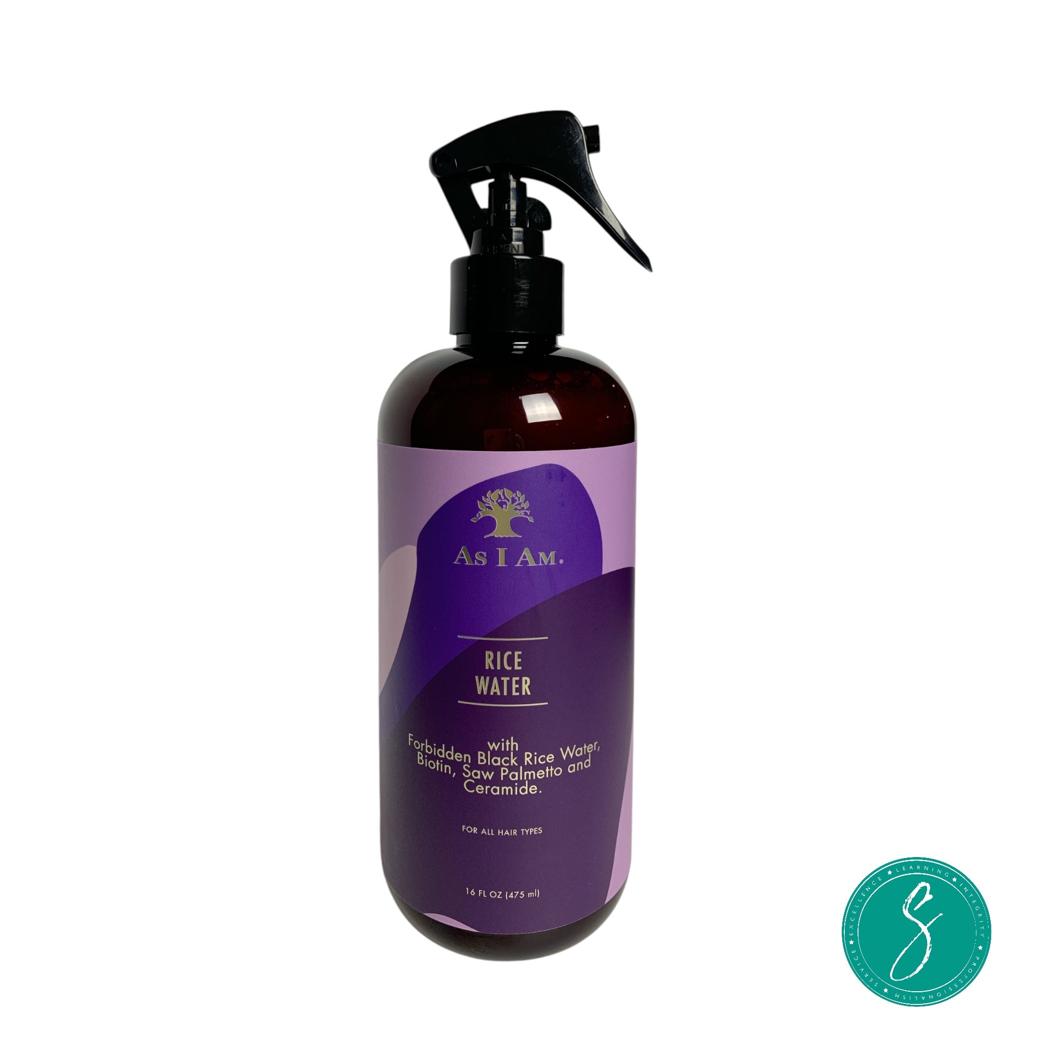 Bottle of As I Am Rice Water Hair Spray, formulated for strengthening, moisturizing, and promoting growth for natural, textured, and curly hair types.