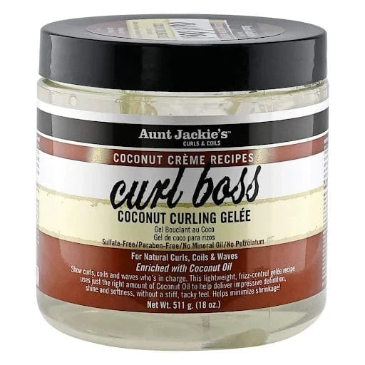 Aunt Jackie's Coconut Crème Recipes Curl Boss Coconut Curling Hair Gel for Natural Curls, Coils and Waves, 15 oz