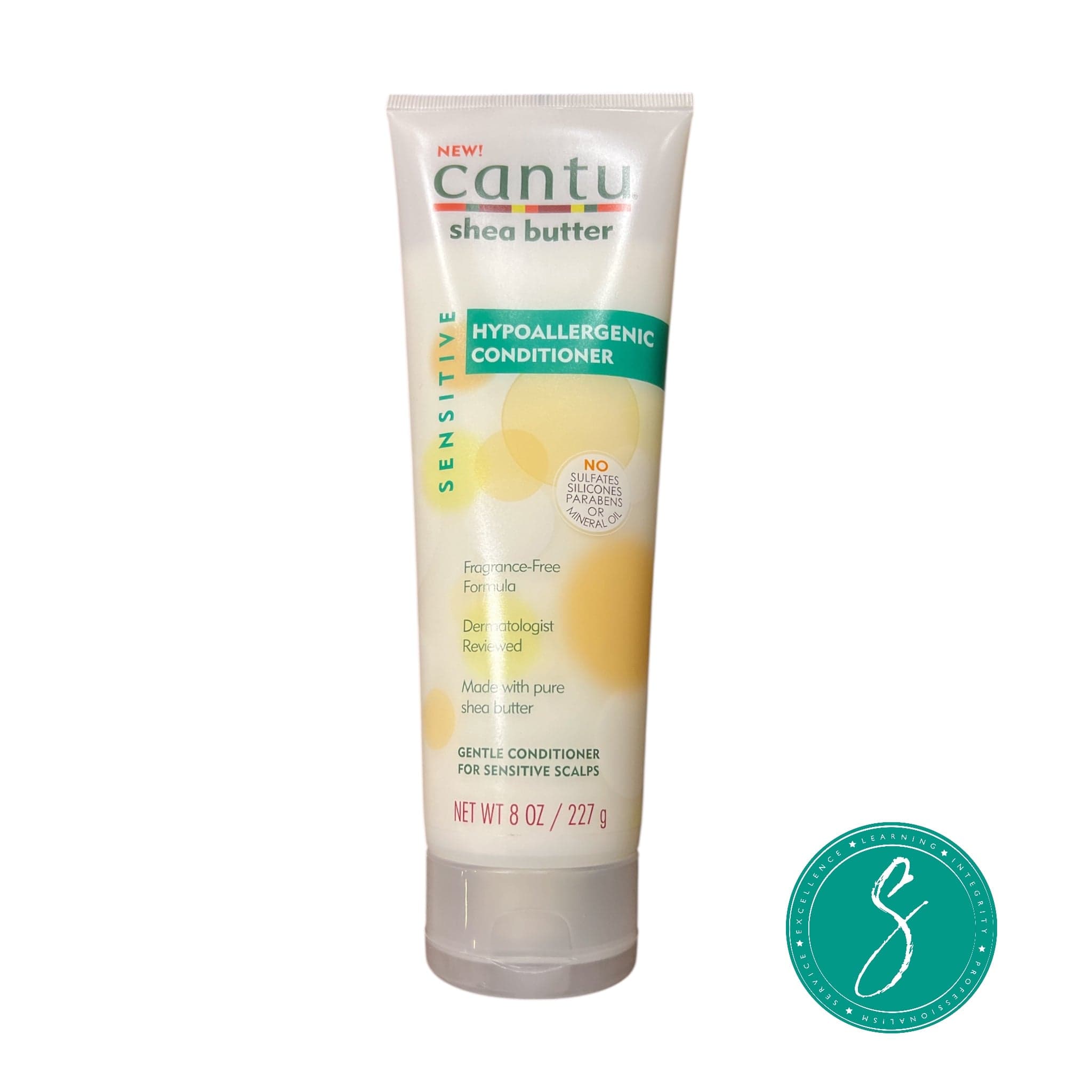 Cantu shea butter conditioner tube on a white background