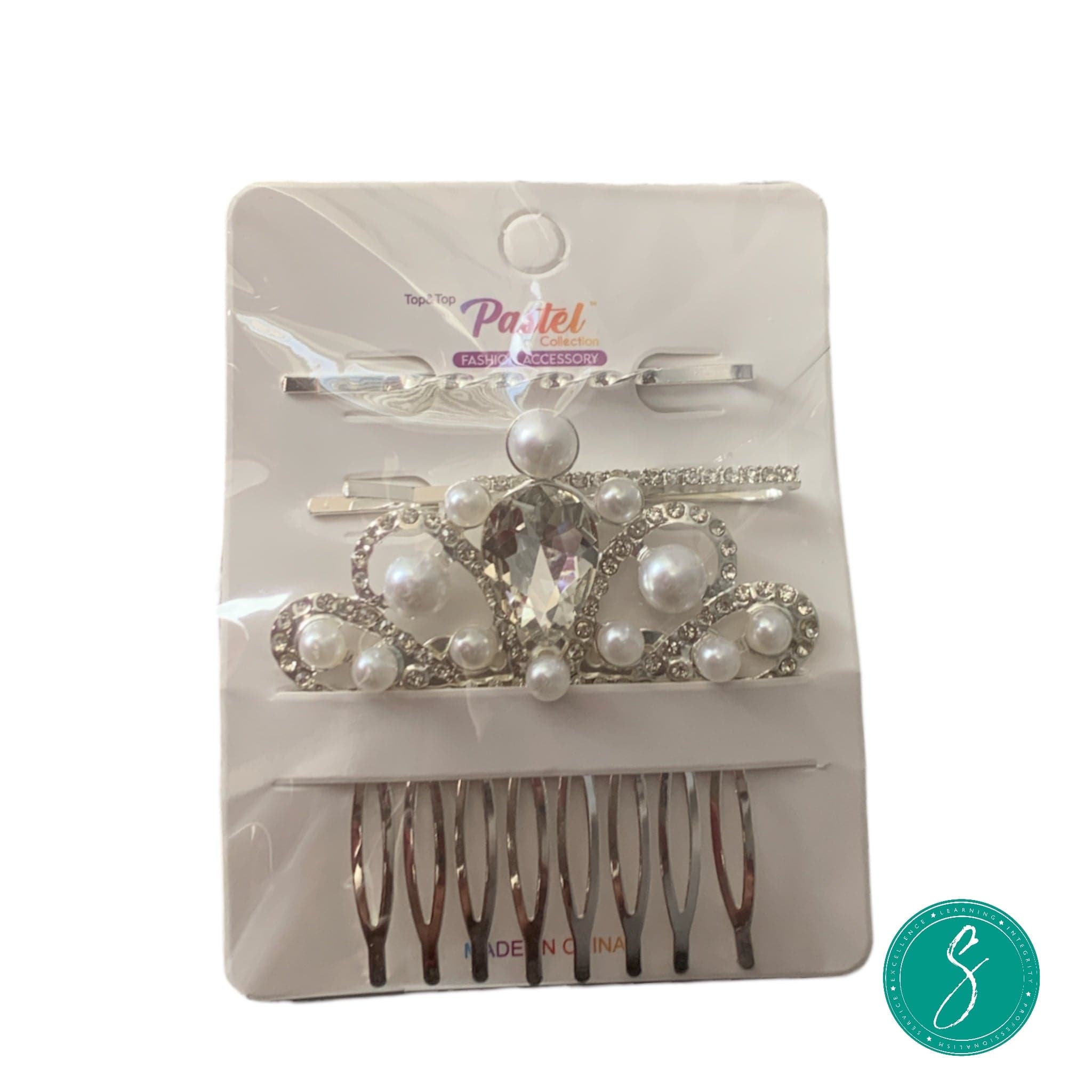 Hair Tiara Comb w/ Jeweled Bobby Pins