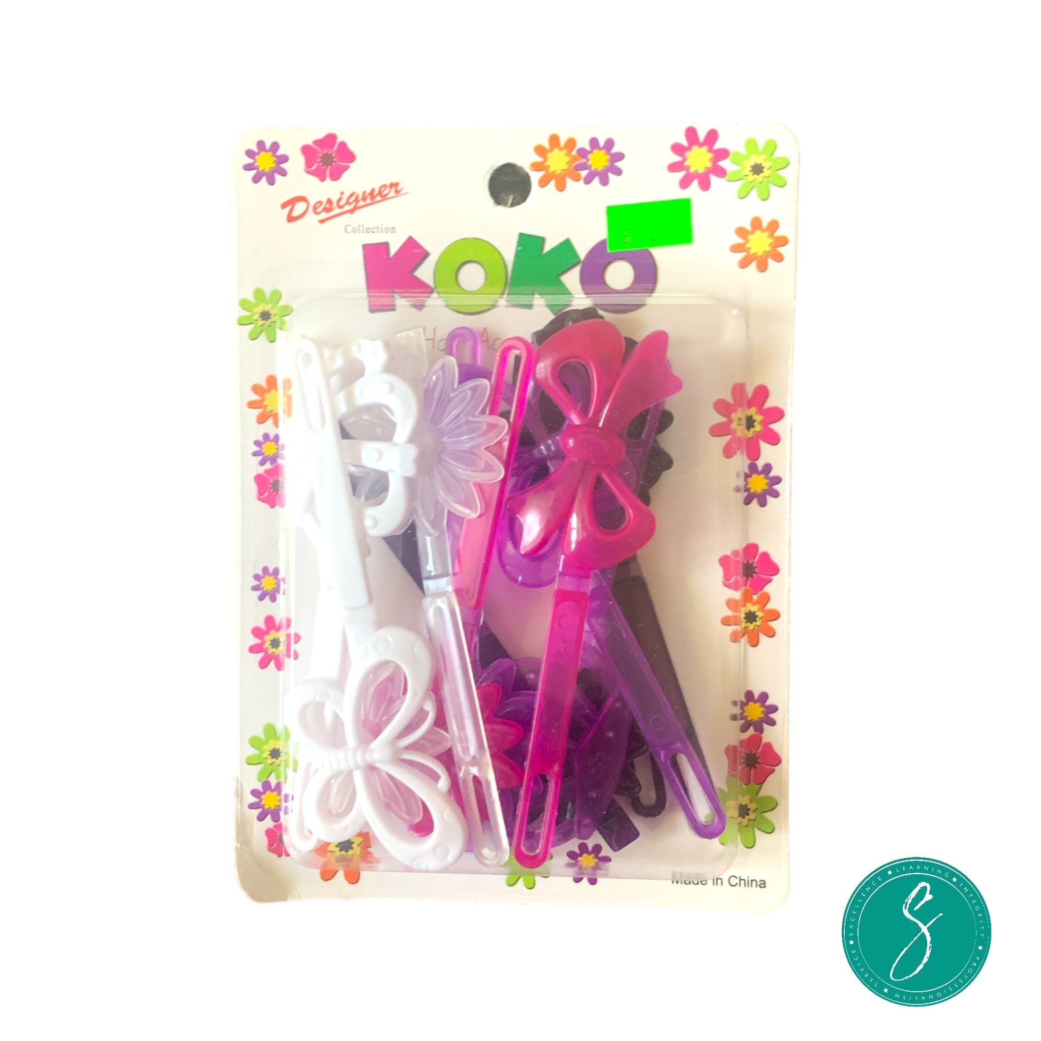 KOKO Barrettes Pink,Pur,Blk, Whit