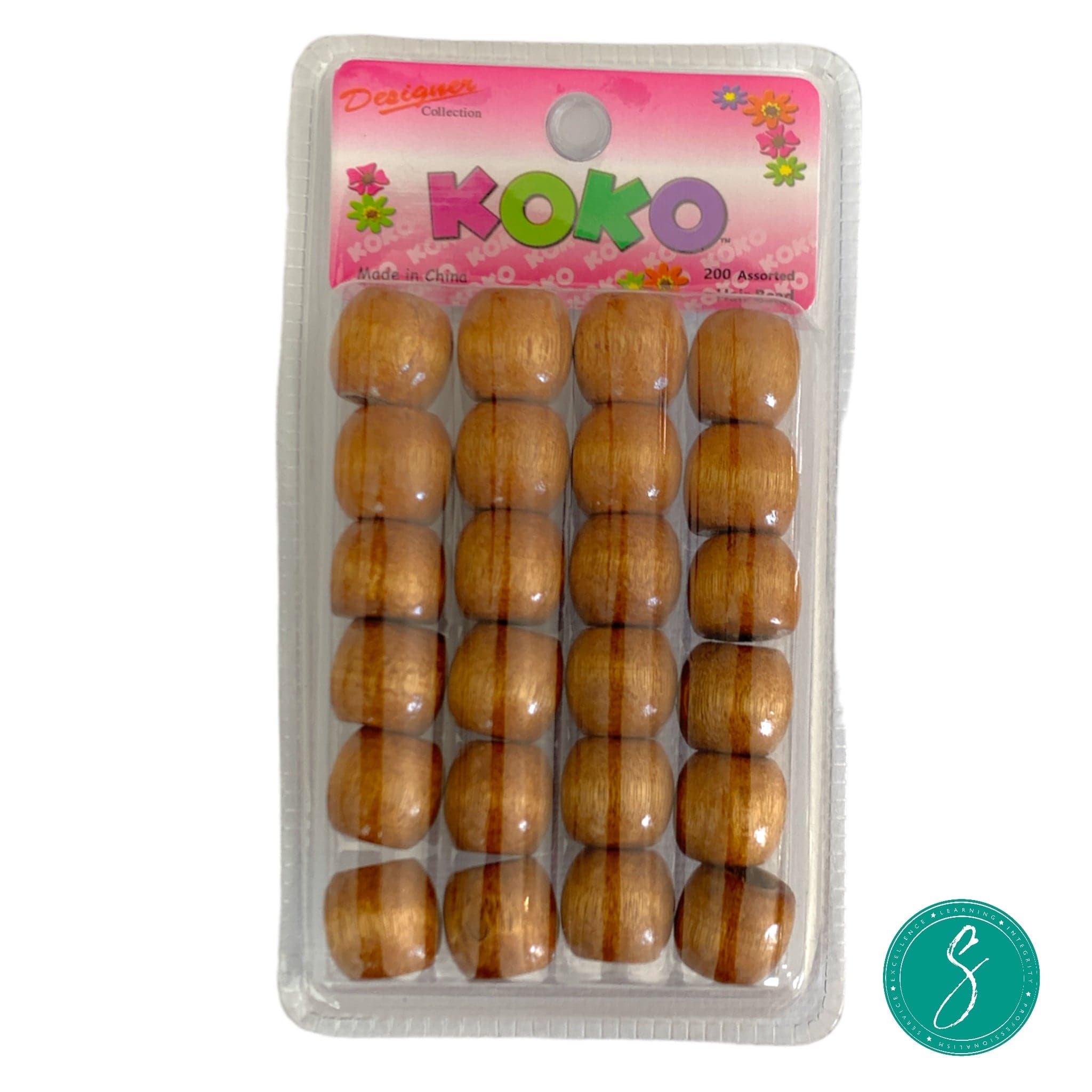 Koko Wood Beads- Lt Brown