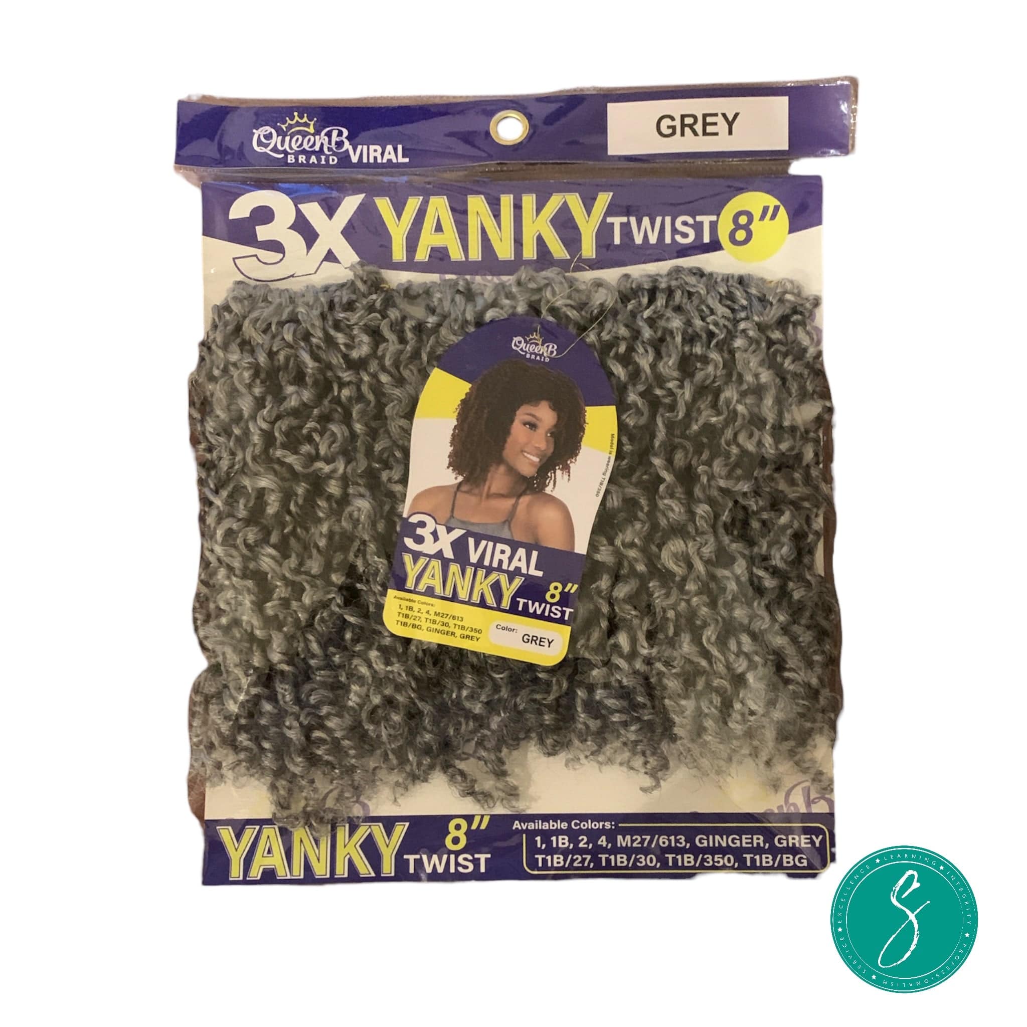 Jinny Corporation QueenB Synthetic Yanky Twist 8" #Grey