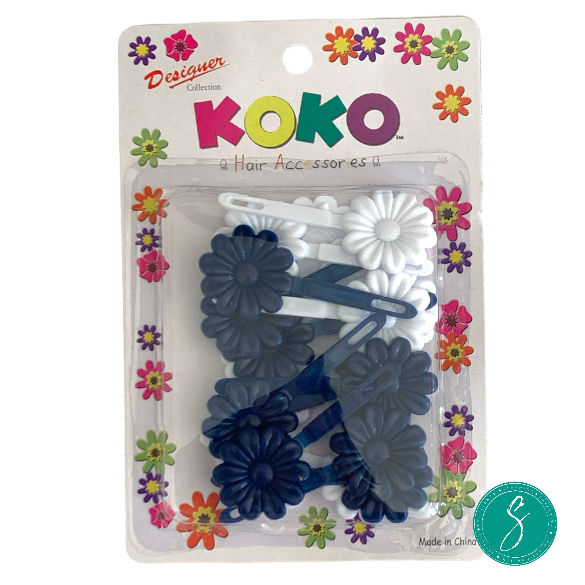 Koko Barrettes White & Blue