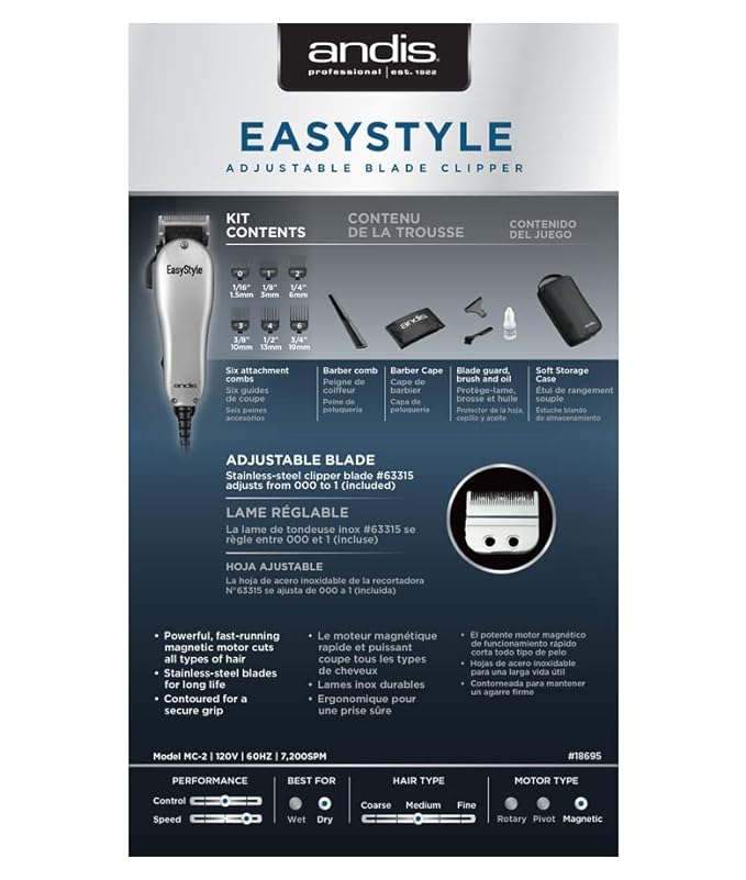 Andis EasyStyle 13 Piece Adjustable Blade Clipper Kit