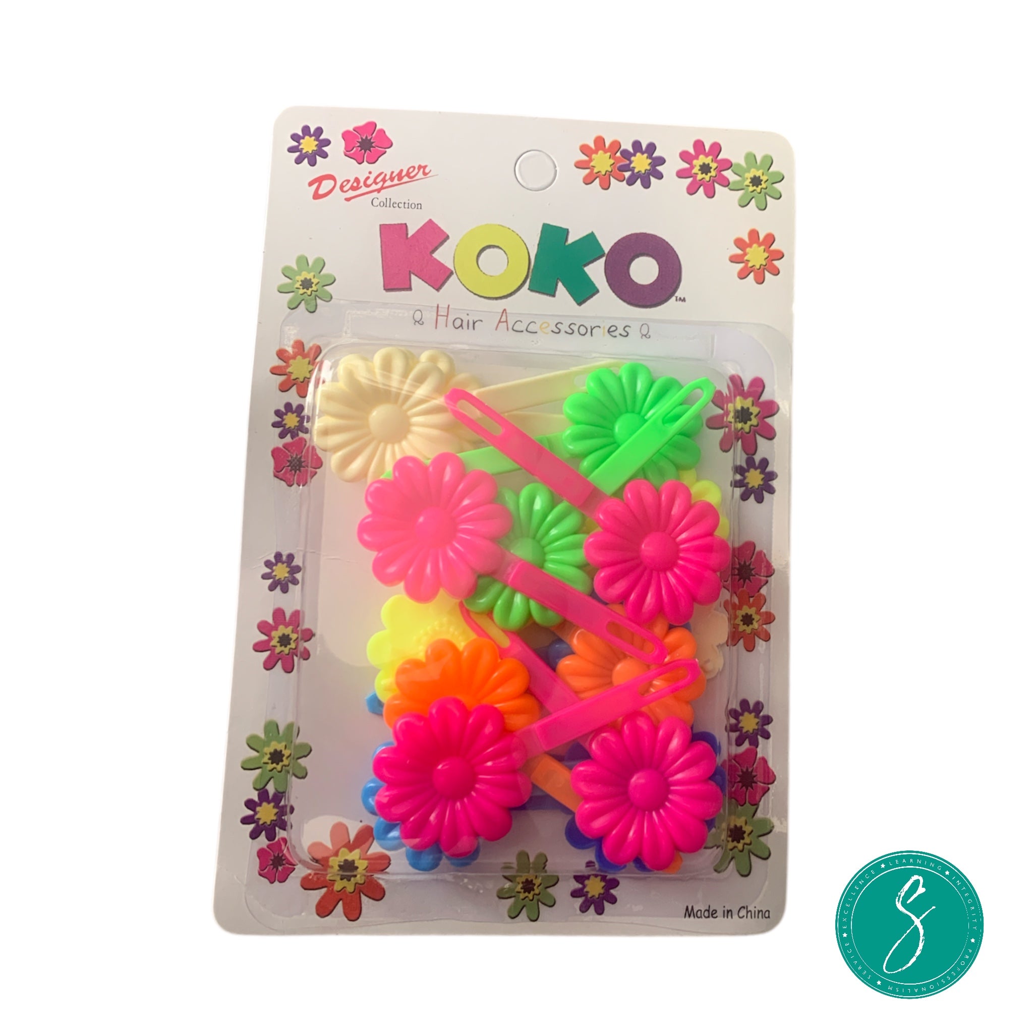 Koko Hair Multicolored Neon Flower Barrettes