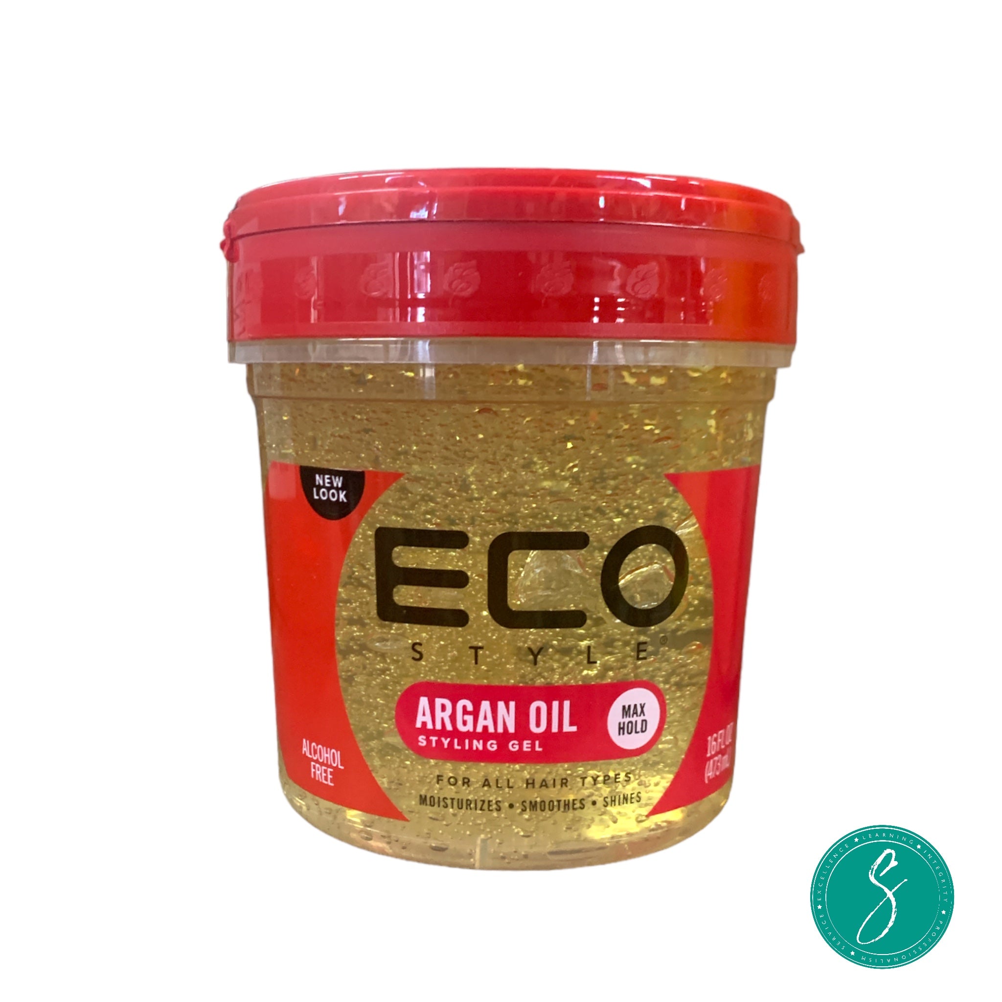 Jar of Eco Styler Professional Styling Gel with Argan Oil, designed to provide long-lasting hold, moisture, and shine for curly and textured hair.
