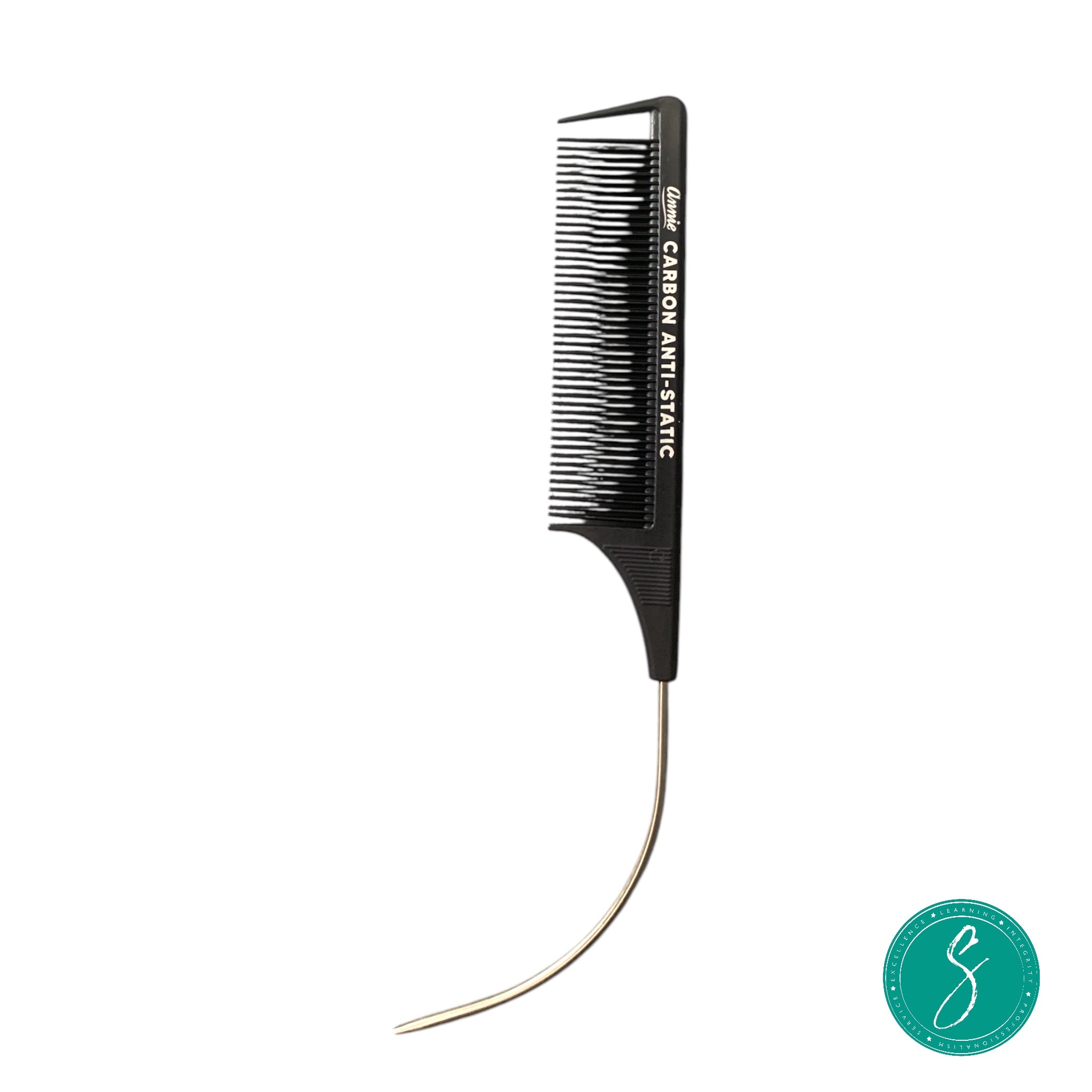 Annie Carbon C-Parting Pin tail Section Comb - Black