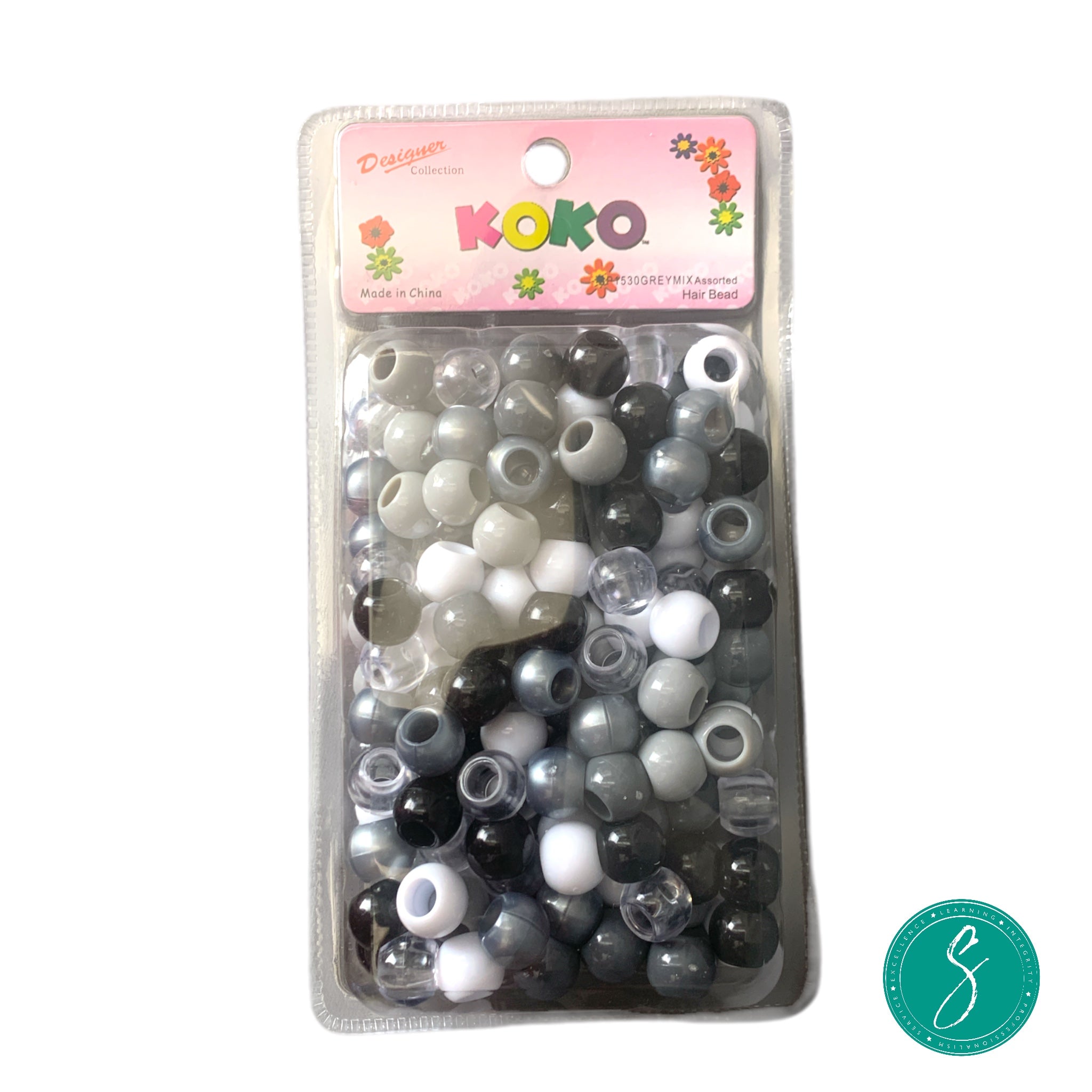 Koko Hair Beads - L - Grey Mix