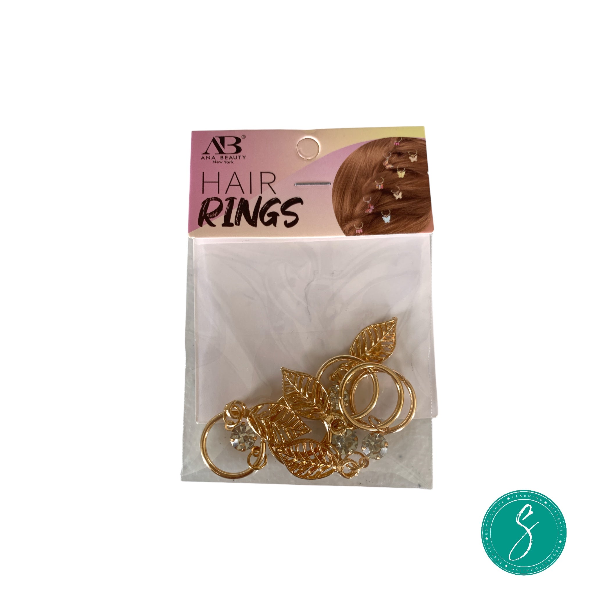 AB Gold & Jewel Leaf Hair Rings