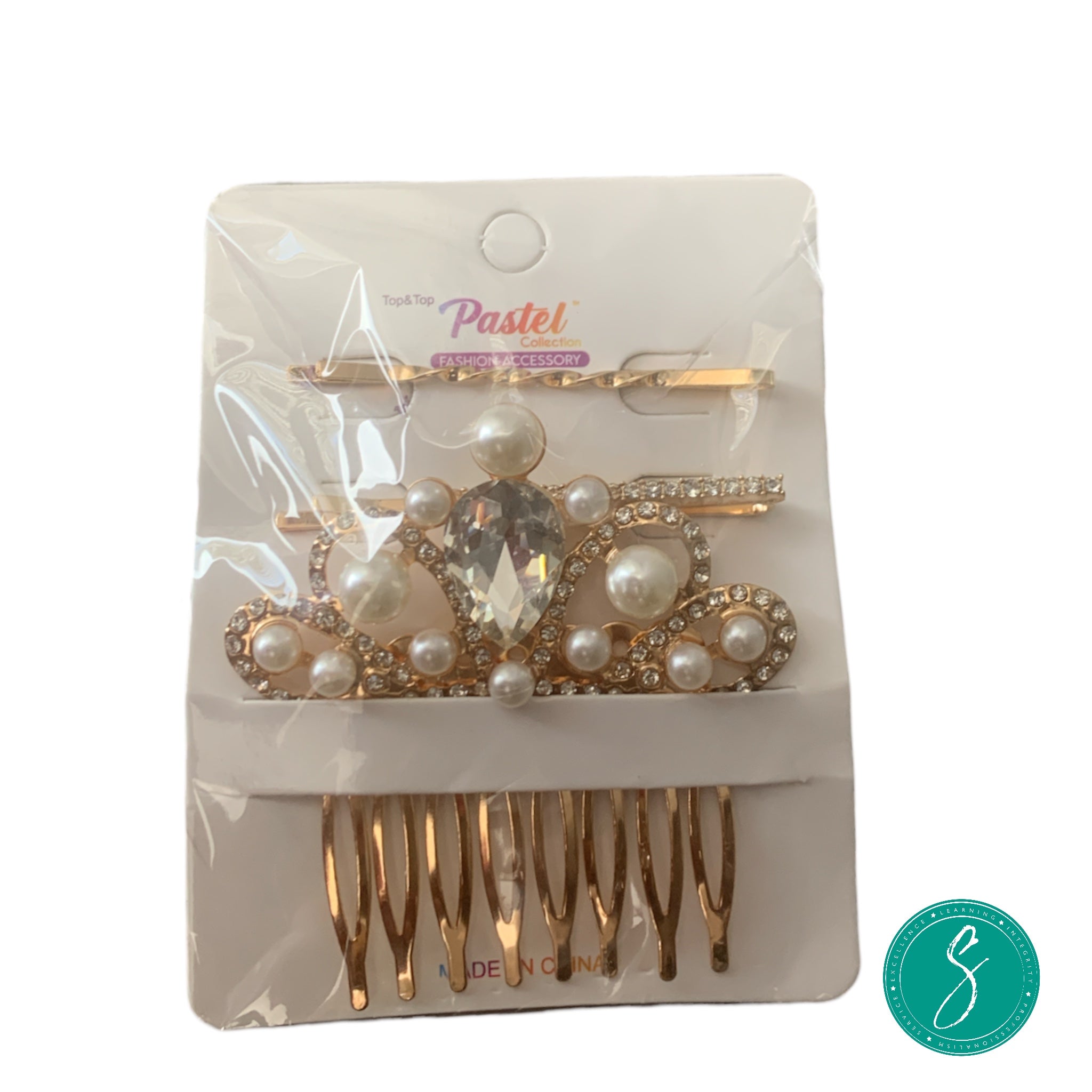 Hair Tiara Comb w/ Jeweled Bobby Pins