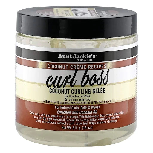 Aunt Jackie's Coconut Crème Recipes Curl Boss Coconut Curling Hair Gel for Natural Curls, Coils and Waves, 18 oz