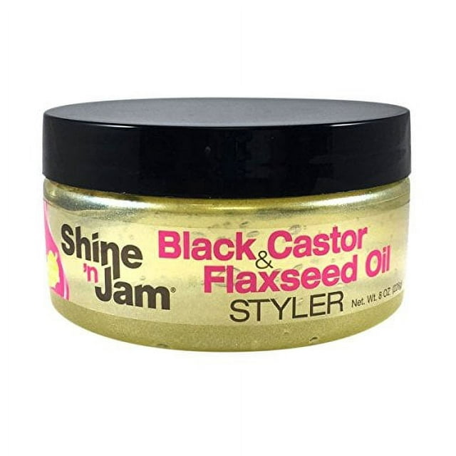 Ampro Shine N Jam Black Castor & Flaxseed Oil Styler Gel, 8 oz