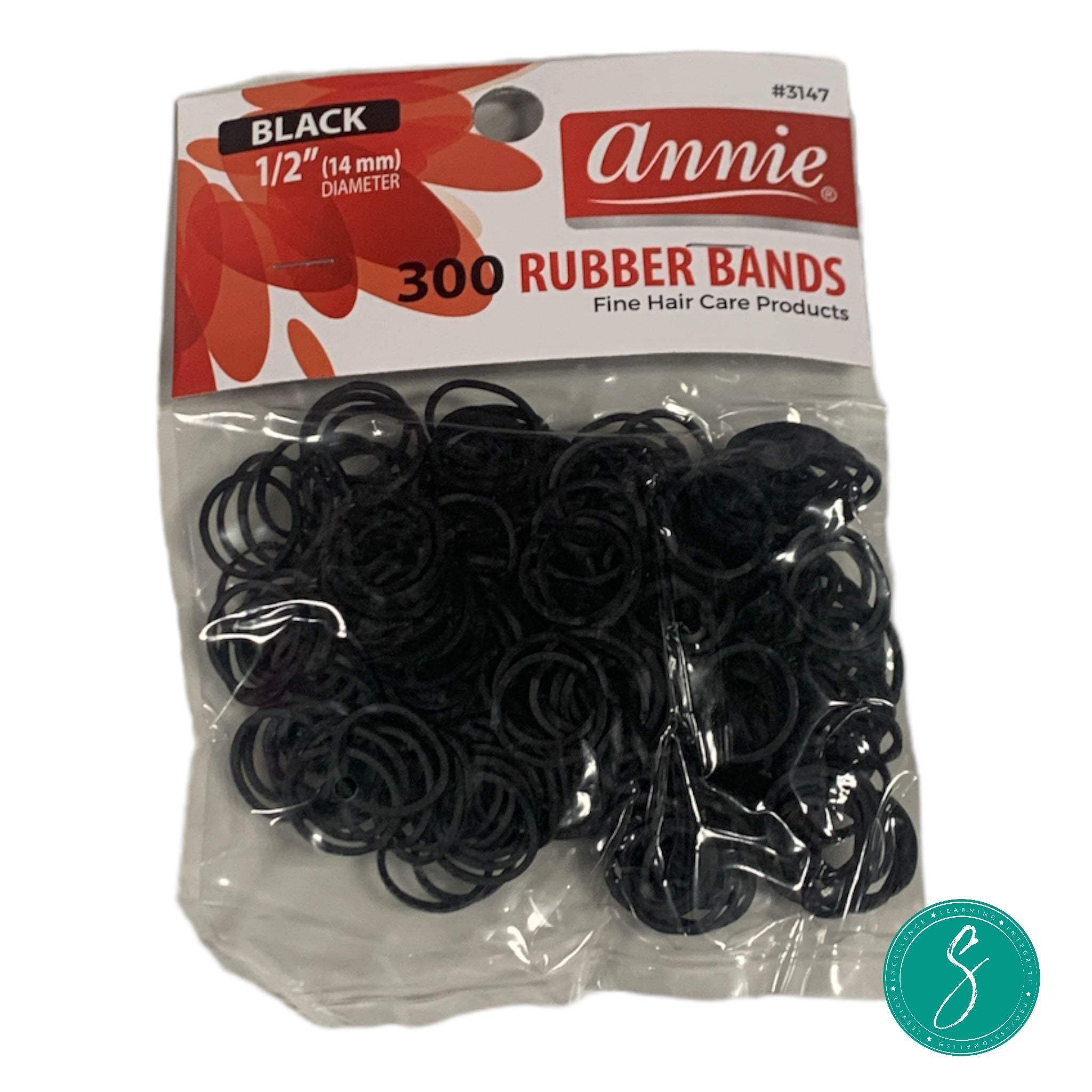 Annie 300 Black Rubber Bands