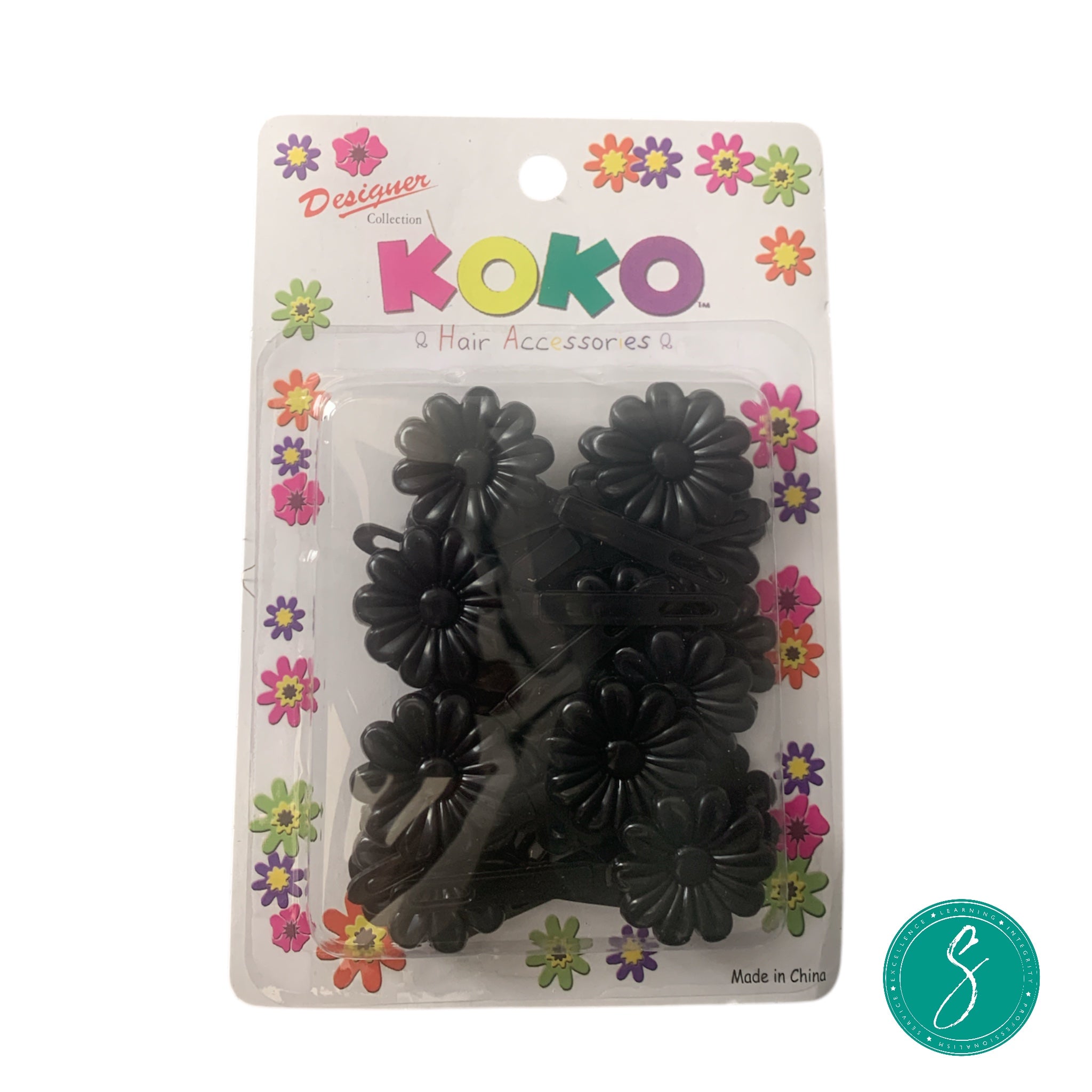 Koko Hair Flower Barrettes - Black