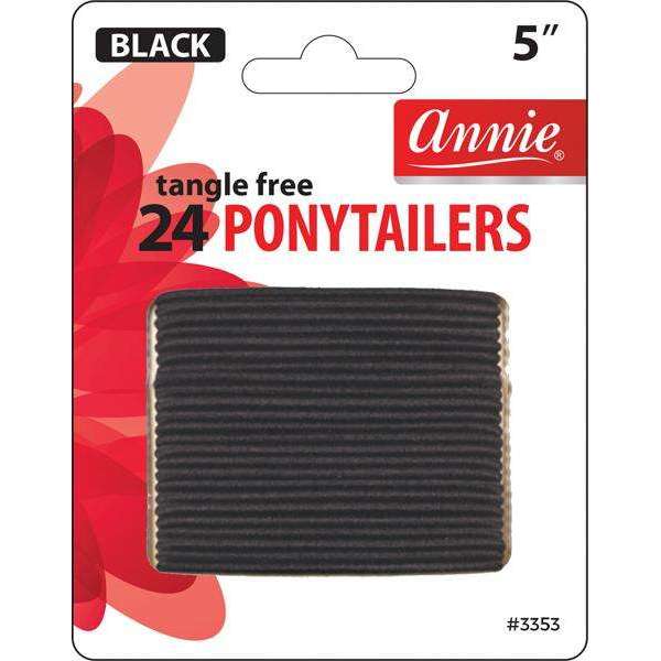 Annie No Tangle Ponytailers 5 In 24ct Black Thin